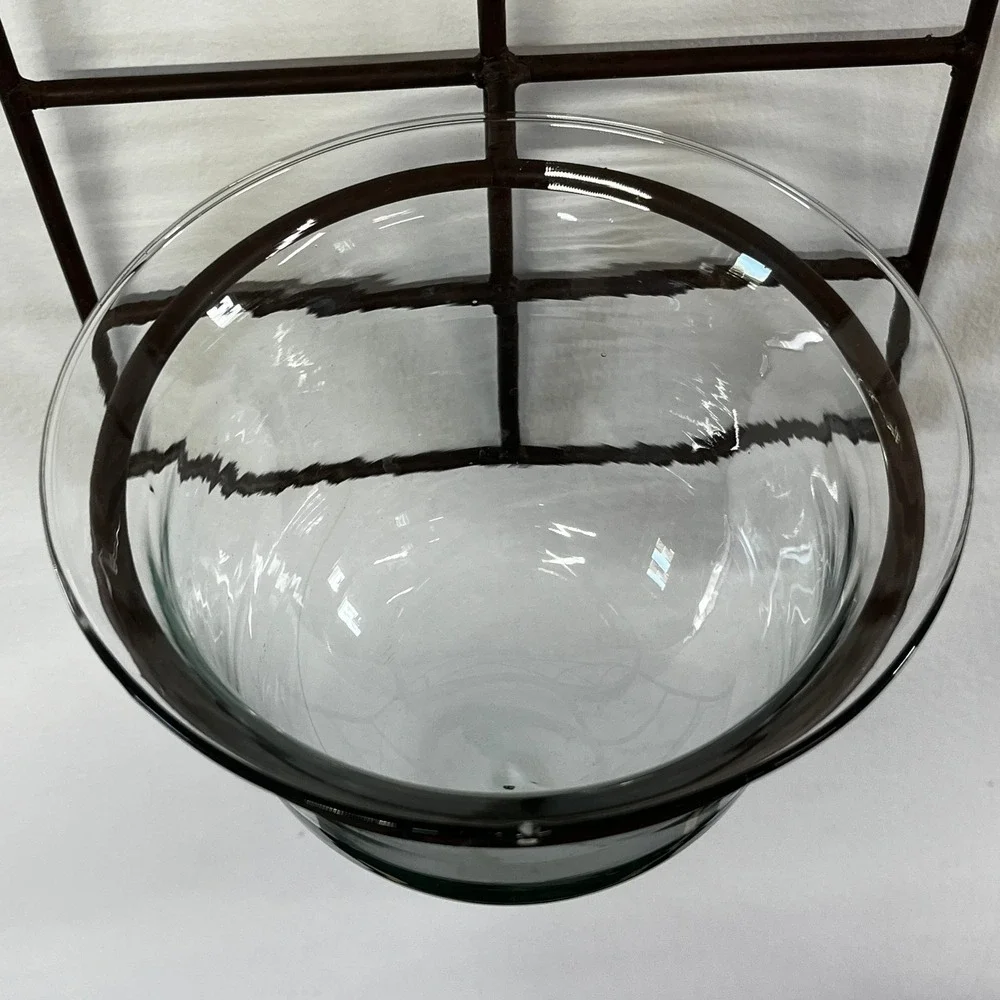 Arched Gothic Metal Wall Sconce Glass Hurricane Bowl Dark Brown Cathedral Decor